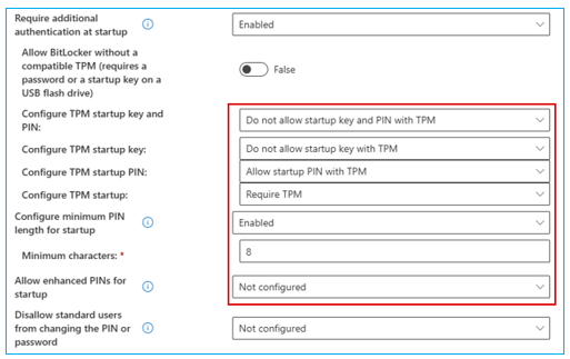 Intune-Konfiguration für die BitLocker-Start-PIN