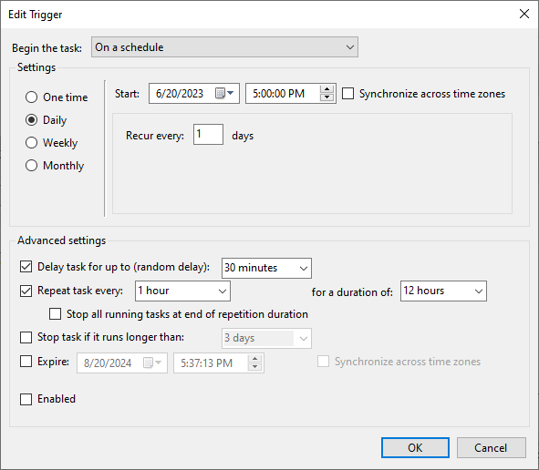 AVD Support - Aufgabenplanung Trigger